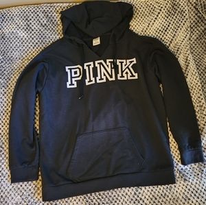 Victoria's Secret Pink - Women's Large Black V Neck Pullover Sweatshirt